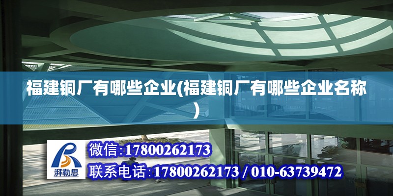 福建銅廠有哪些企業(福建銅廠有哪些企業名稱)