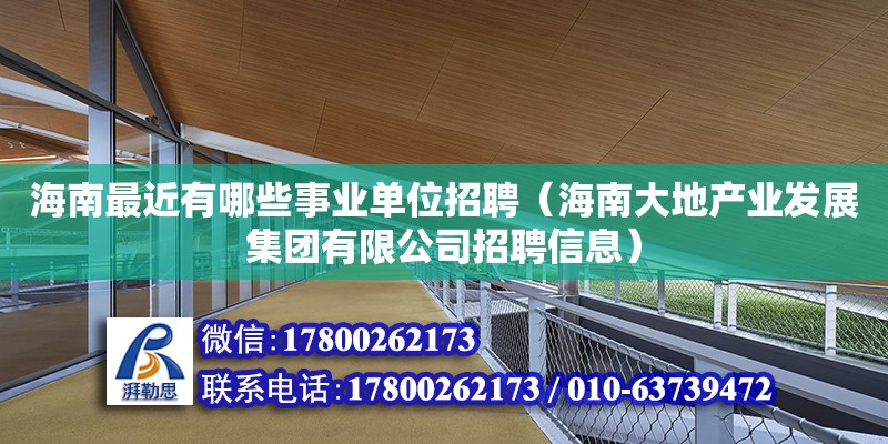 海南最近有哪些事業單位招聘（海南大地產業發展集團有限公司招聘信息）