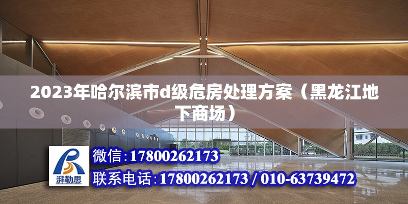 2023年哈爾濱市d級危房處理方案（黑龍江地下商場）