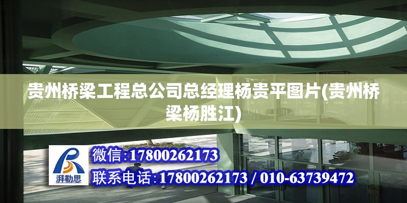 貴州橋梁工程總公司總經理楊貴平圖片(貴州橋梁楊勝江) 結構工業鋼結構施工