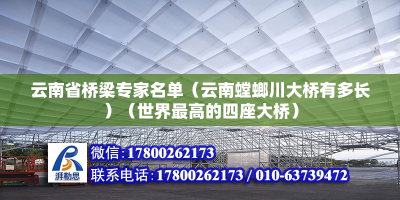 云南省橋梁專家名單（云南螳螂川大橋有多長）（世界最高的四座大橋） 結構機械鋼結構施工