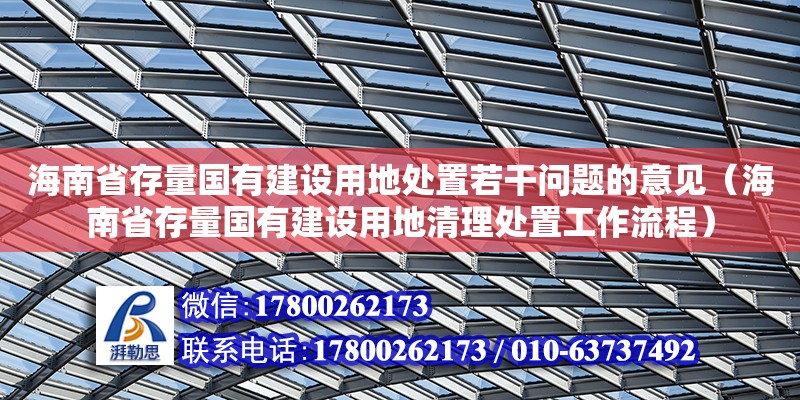 海南省存量國有建設用地處置若干問題的意見（海南省存量國有建設用地清理處置工作流程）