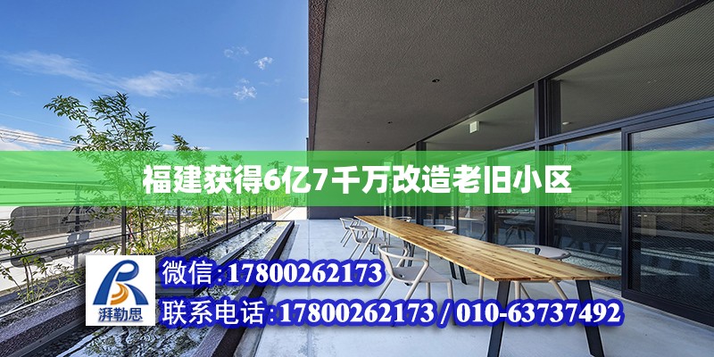 福建獲得6億7千萬改造老舊小區