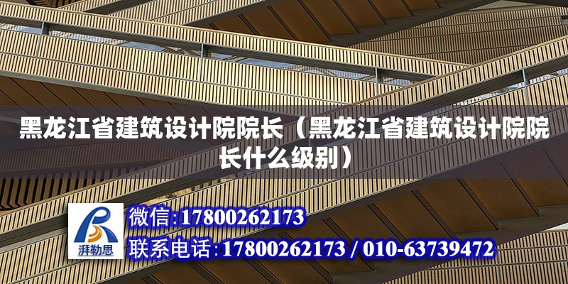 黑龍江省建筑設計院院長（黑龍江省建筑設計院院長什么級別） 結構工業裝備設計