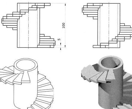 螺旋樓梯剖面圖（cad繪圖教程螺旋樓梯剖面圖參數詳解螺旋樓梯剖面圖）